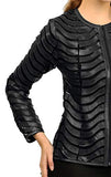 Women's Genuine Lambskin Leather Applique Mesh Jacket Made by Handmade