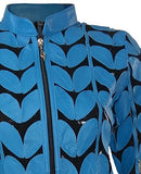 Zamback Leaf Design Handmade Leather Jacket