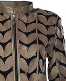 Zamback Leaf Design Handmade Leather Jacket