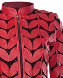 Zamback Leaf Design Handmade Leather Jacket