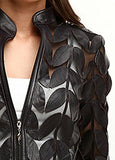 Zamback Leaf Design Handmade Leather Jacket