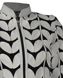 Zamback Leaf Design Handmade Leather Jacket